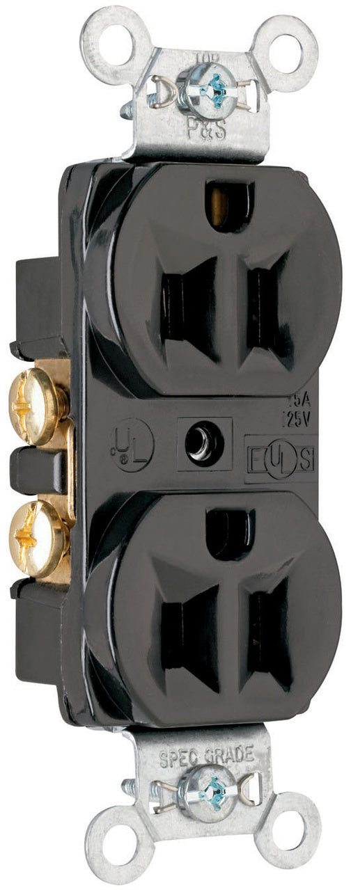 15A 125V CONSTRUCT DUPLEX RECEPT BK