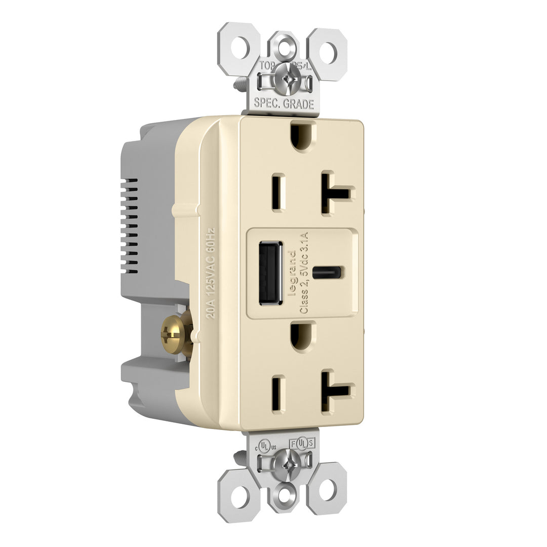 20A 125V DUP TR REC + USBA USBC 3.1A LA