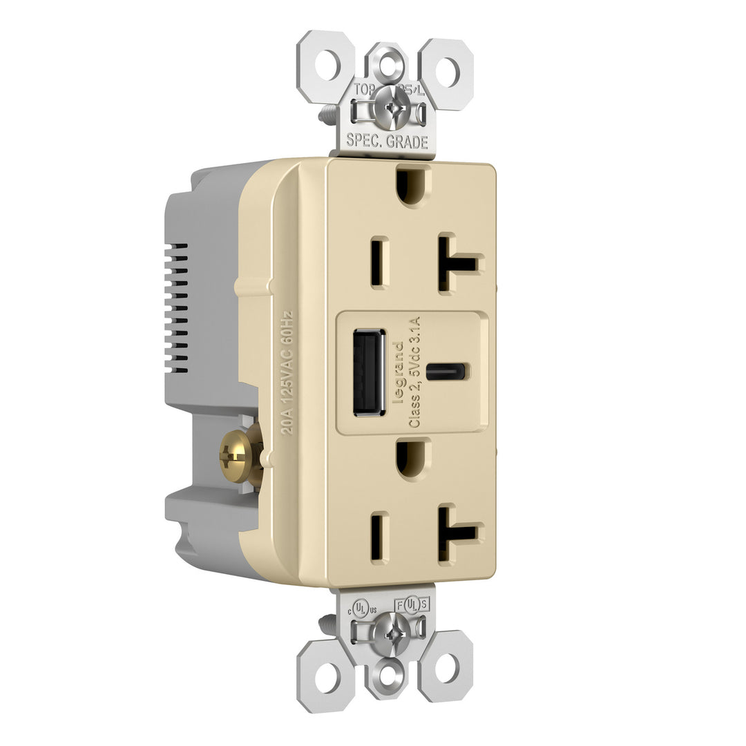20A 125V DUP TR REC + USBA USBC 3.1A IV