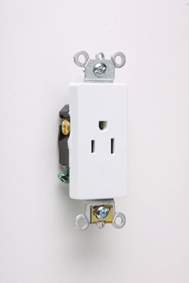 DECO SINGLE RECP 15A 125V S+B WIRE W
