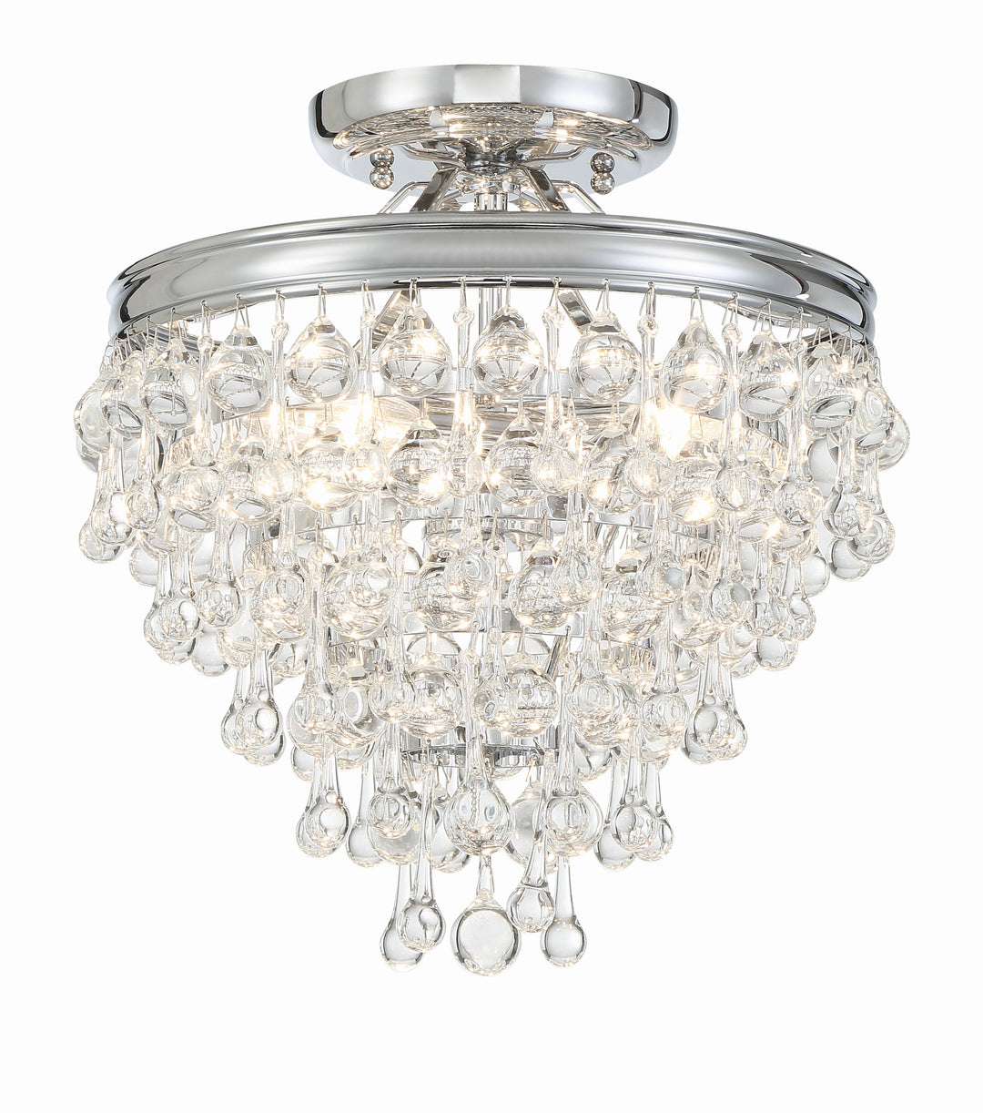 Calypso 3 Light Crystal Teardrop Polished Chrome Semi Flush Mount