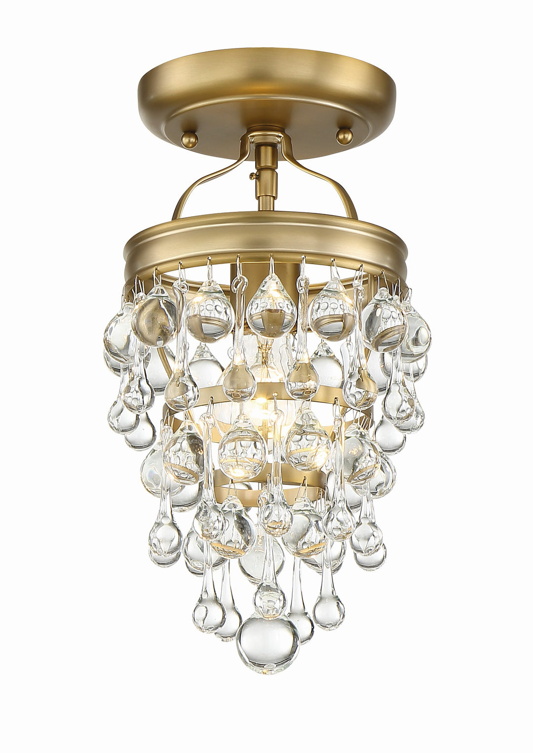 Calypso 1 Light Crystal Teardrop Vibrant Gold Semi Flush Mount