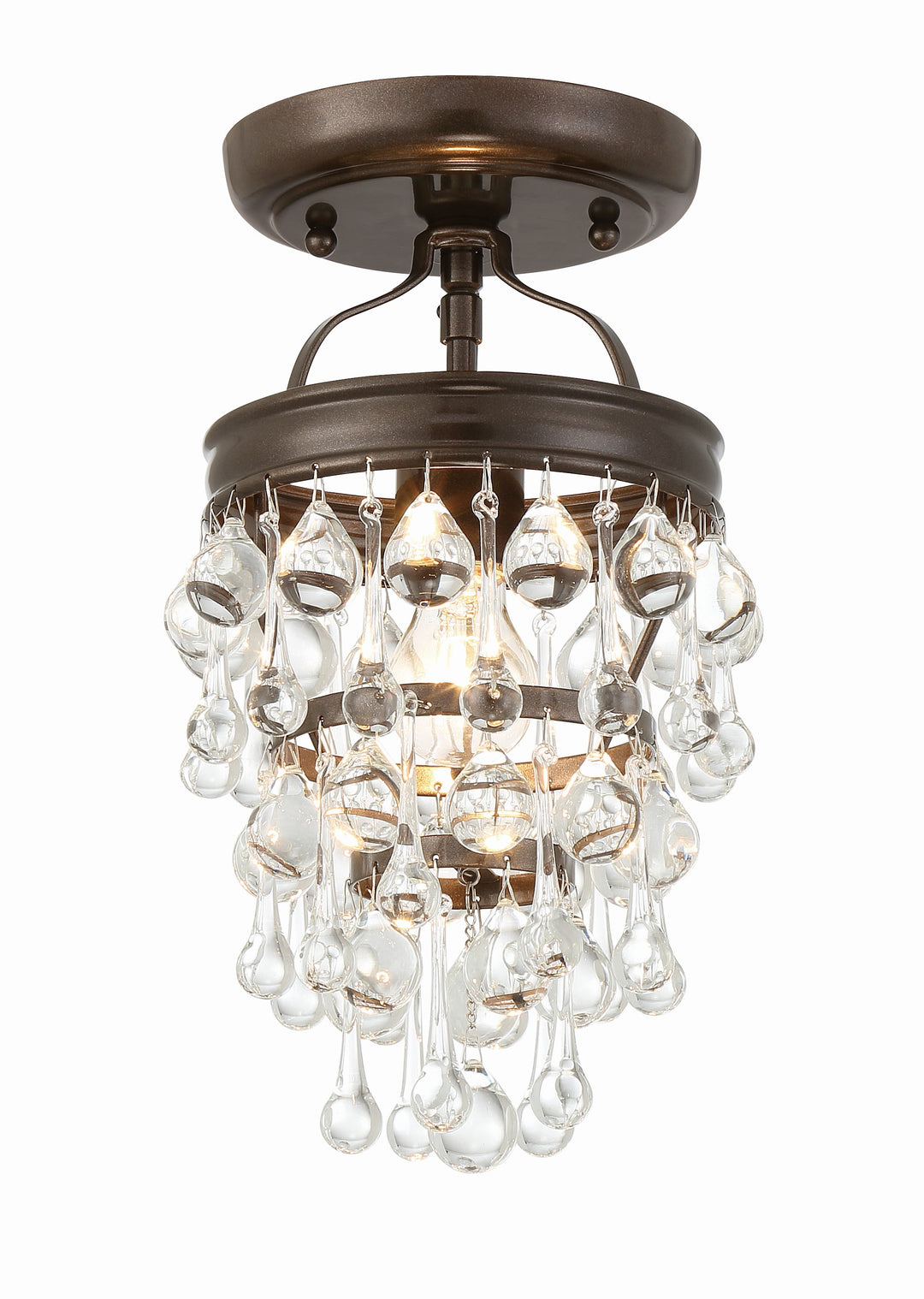 Calypso 1 Light Crystal Teardrop Vibrant Bronze Semi Flush Mount