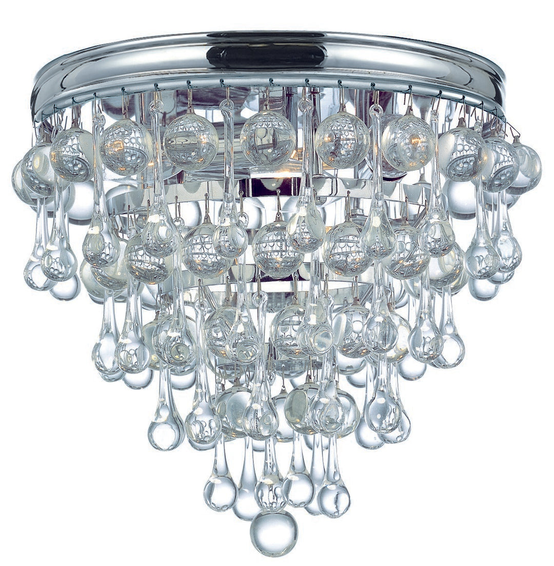 Calypso 3 Light Crystal Teardrop Polished Chrome Flush Mount