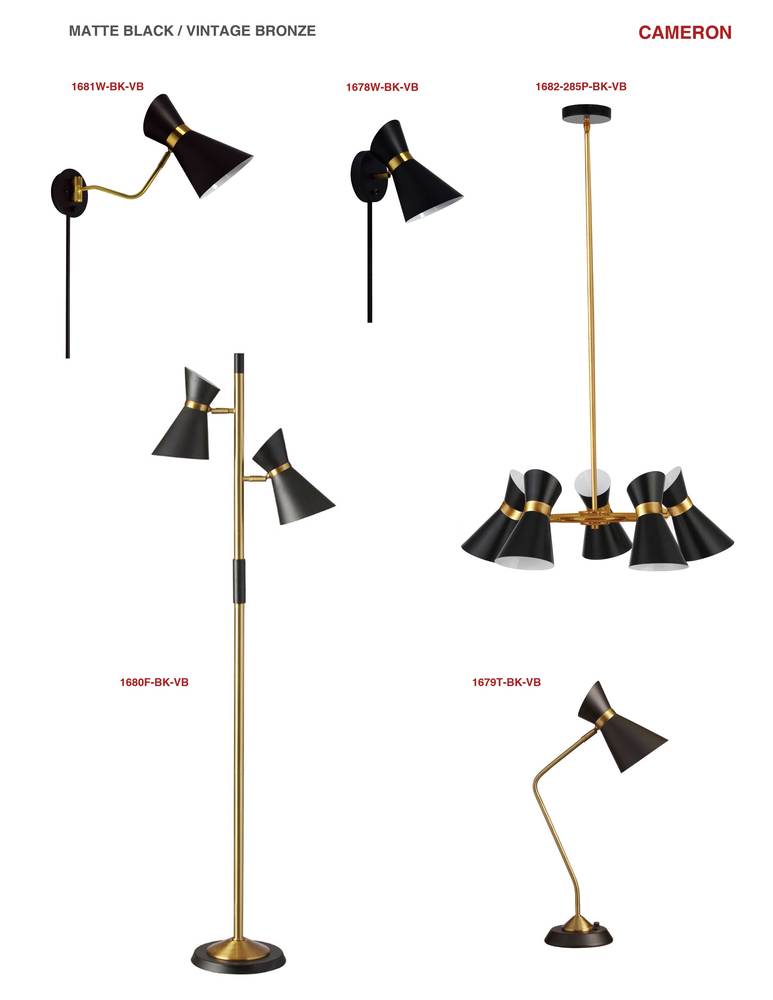 1LT Wall Lamp, Black & Vintage Bronze Finish
