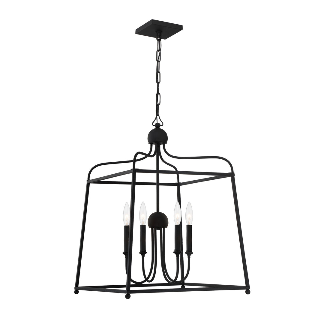 Libby Langdon Sylvan 4 Light Black Forged Lantern Chandelier