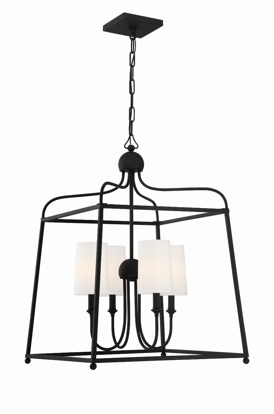 Libby Langdon Sylvan 4 Light Black Forged Lantern Chandelier