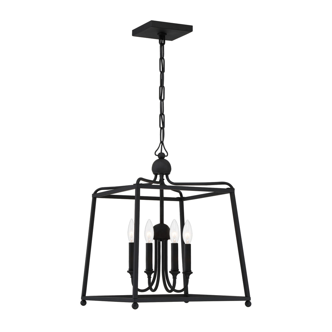 Libby Langdon Sylvan 4 Light Black Forged Lantern Chandelier
