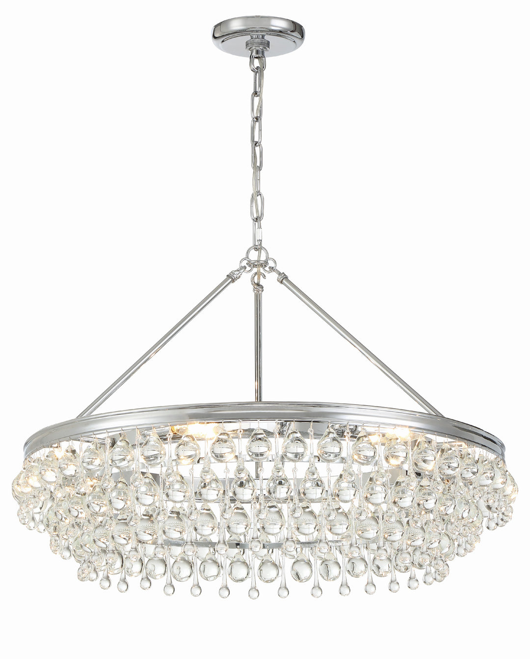 Calypso 6 Light Crystal Teardrop Polished Chrome Chandelier
