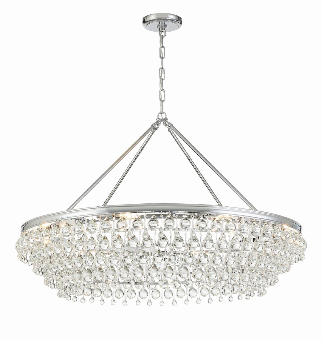 Calypso 8 Light Crystal Teardrop Polished Chrome Chandelier