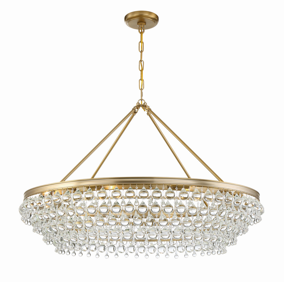 Calypso 8 Light Crystal Teardrop Vibrant Gold Chandelier