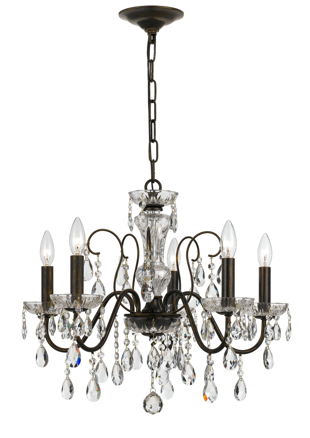 Butler 5 Light Swarovski Strass Crystal English Bronze Chandelier