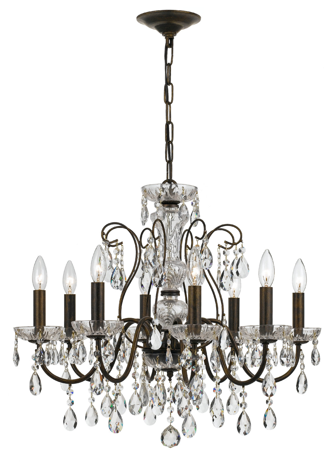 Butler 8 Light Swarovski Strass Crystal English Bronze Chandelier