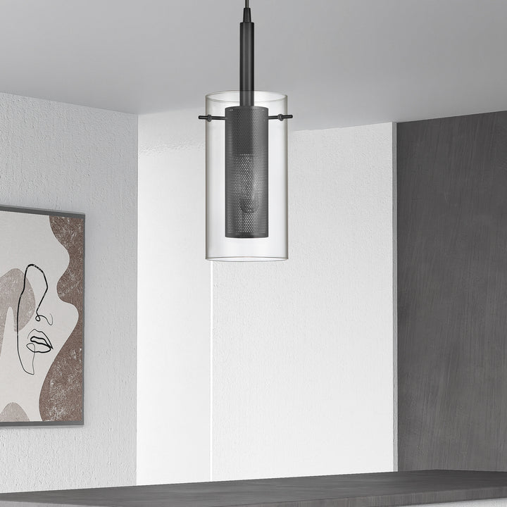 1LT Incandescent Pendant,  MB w/ CLR Glass