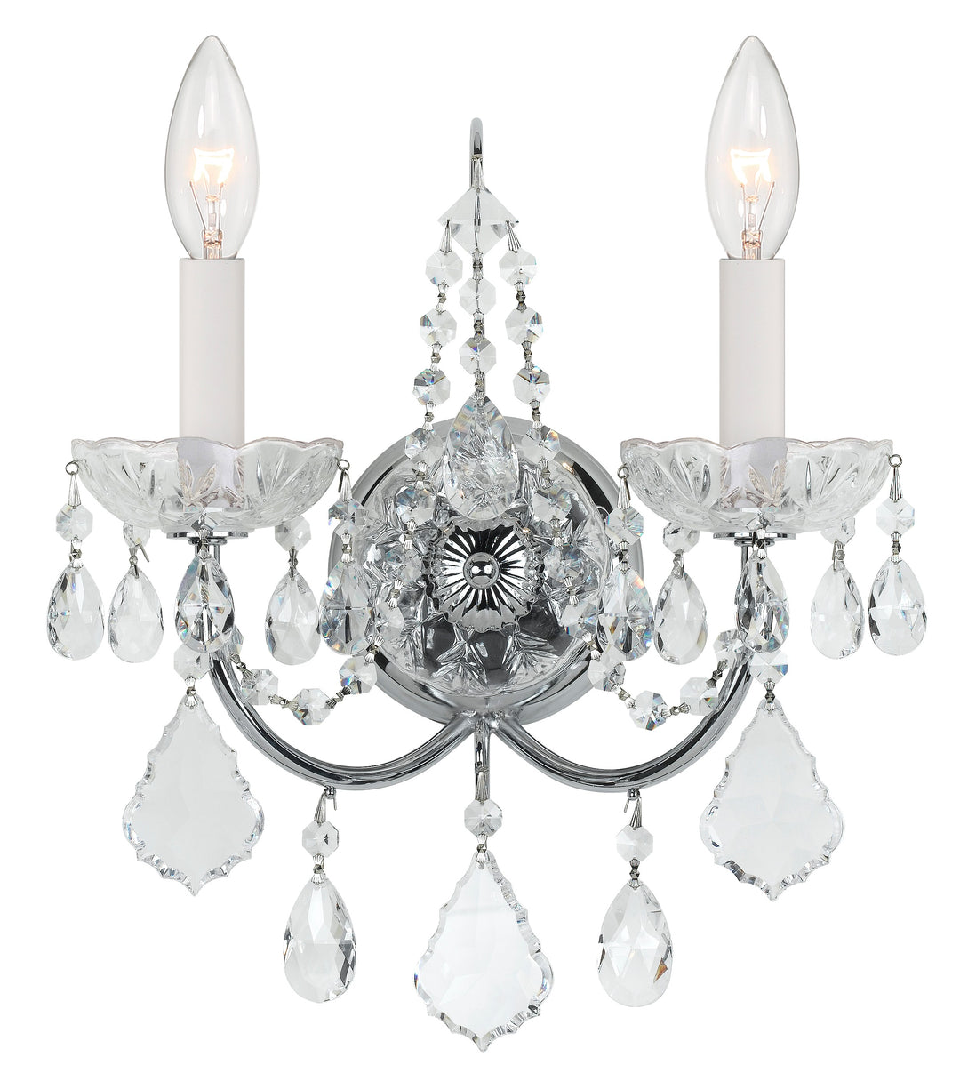 Imperial 2 Light Swarovski Strass Crystal Polished Chrome Sconce