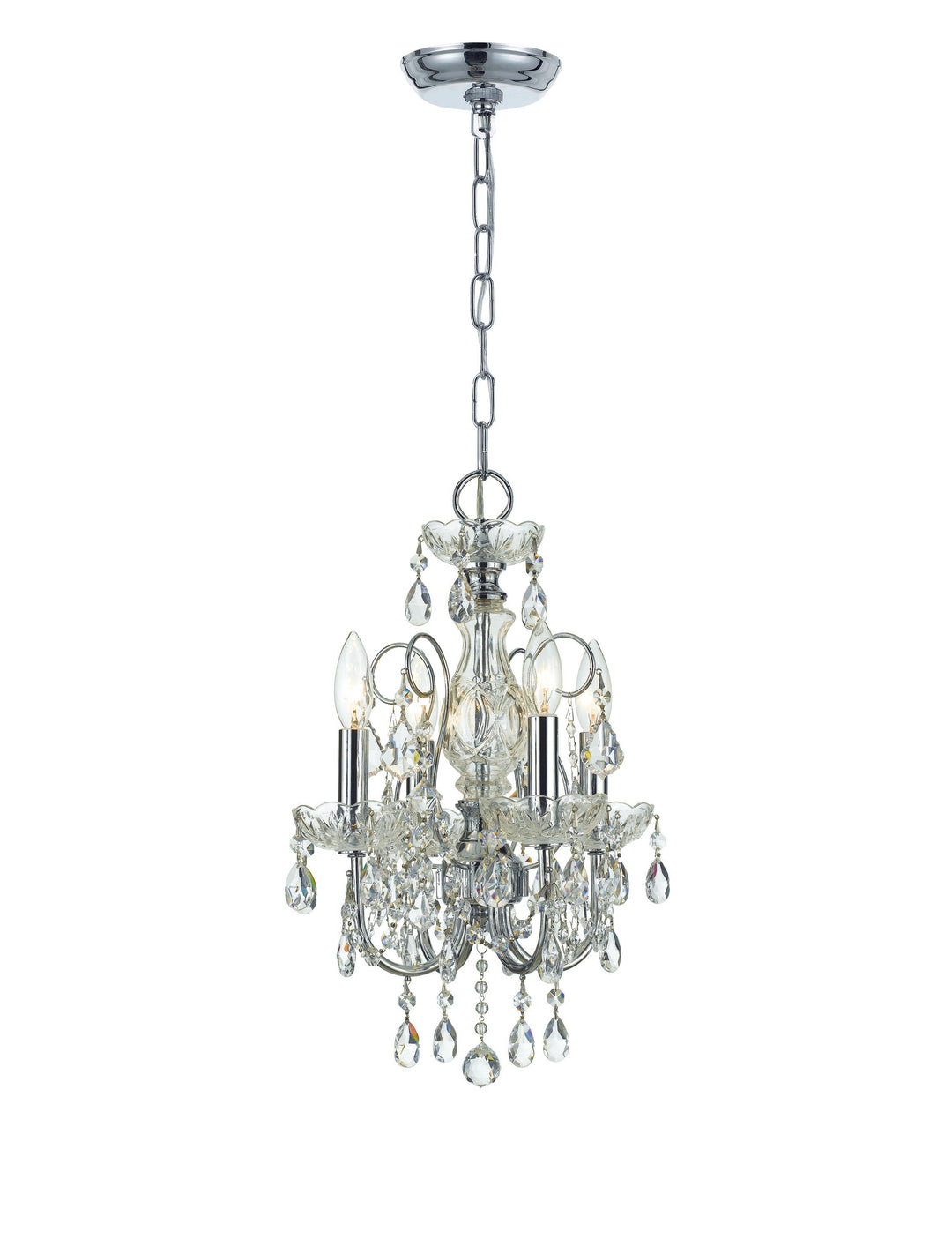 Imperial 4 Light Clear Italian Crystal Polished Chrome Mini Chandelier