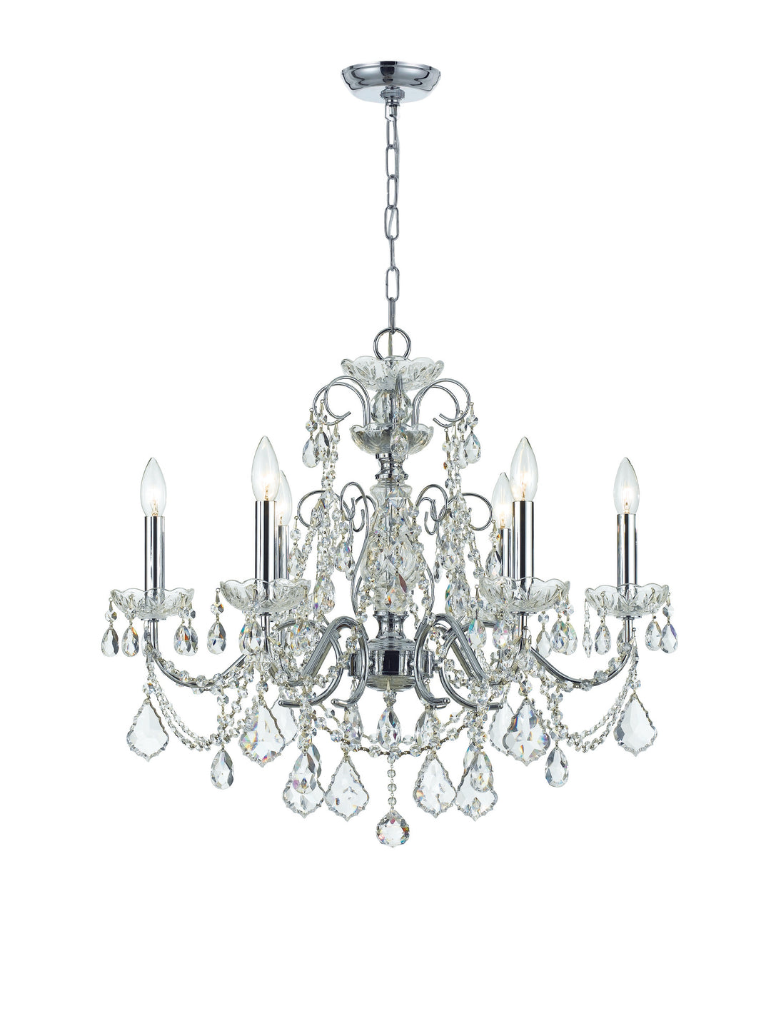 Imperial 6 Light Spectra Crystal Polished Chrome Chandelier