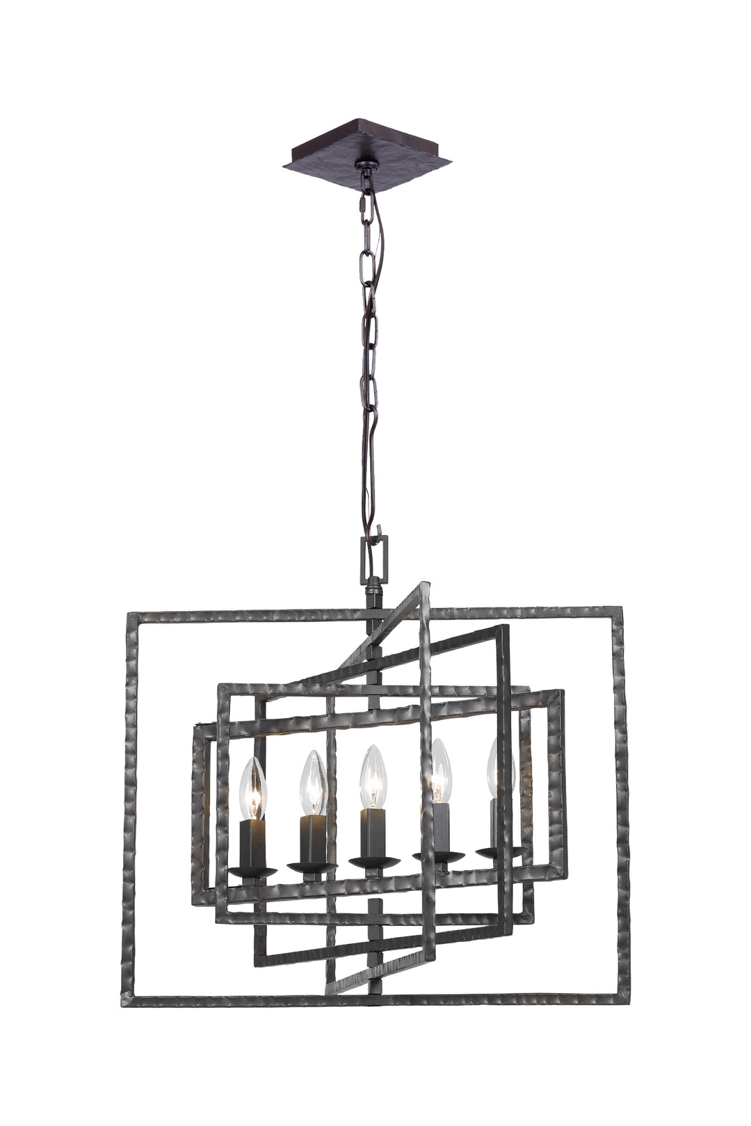 Capri 5 Light Raw Steel Chandelier