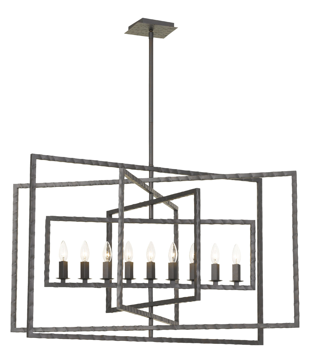 Capri 9 Light Raw Steel Chandelier
