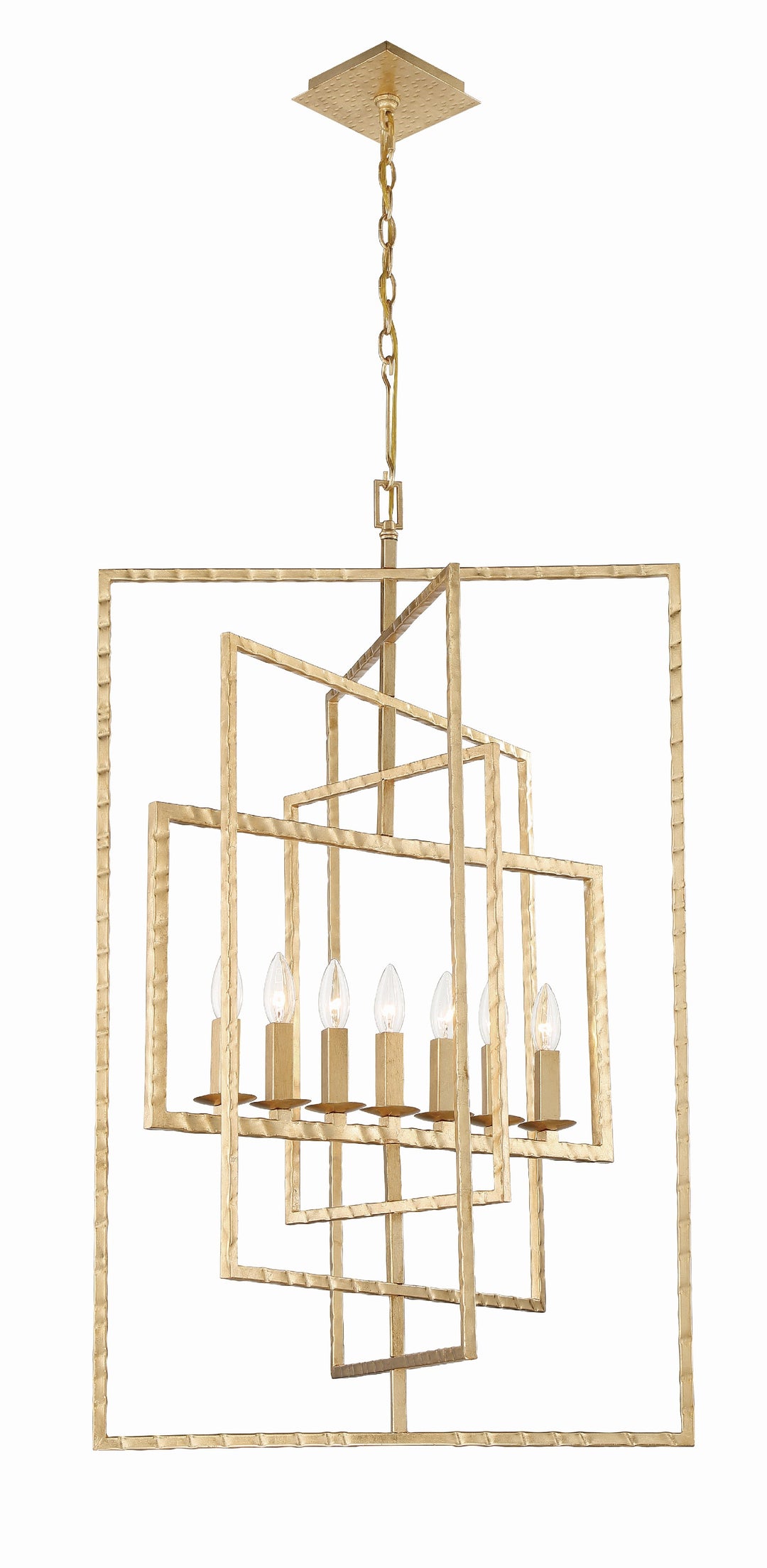 Capri 7 Light Antique Gold Lantern Chandelier
