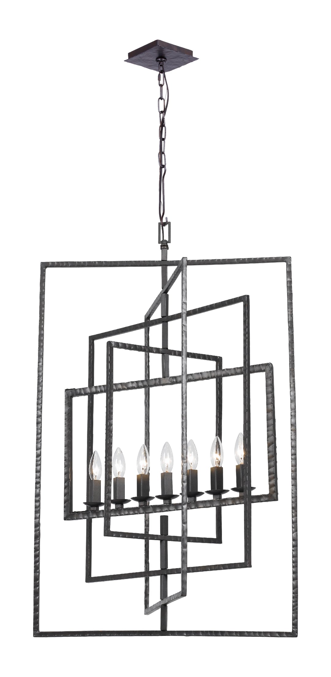 Capri 7 Light Raw Steel Lantern Chandelier