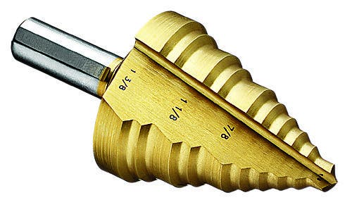 Step Drill Bit,Ideal,1/4 - 1-3/8 IN DRL Diameter