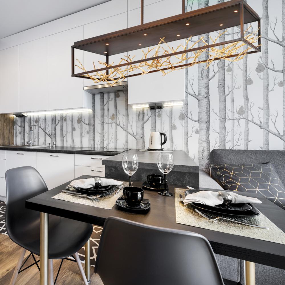 Aerie, 8LT LED Rect Chandlr, Brz