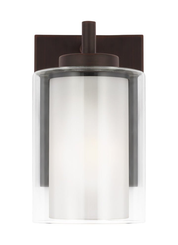 Elmwood Park traditional 1-light indoor dimmable bath vanity wall sconce in bronze finish with satin