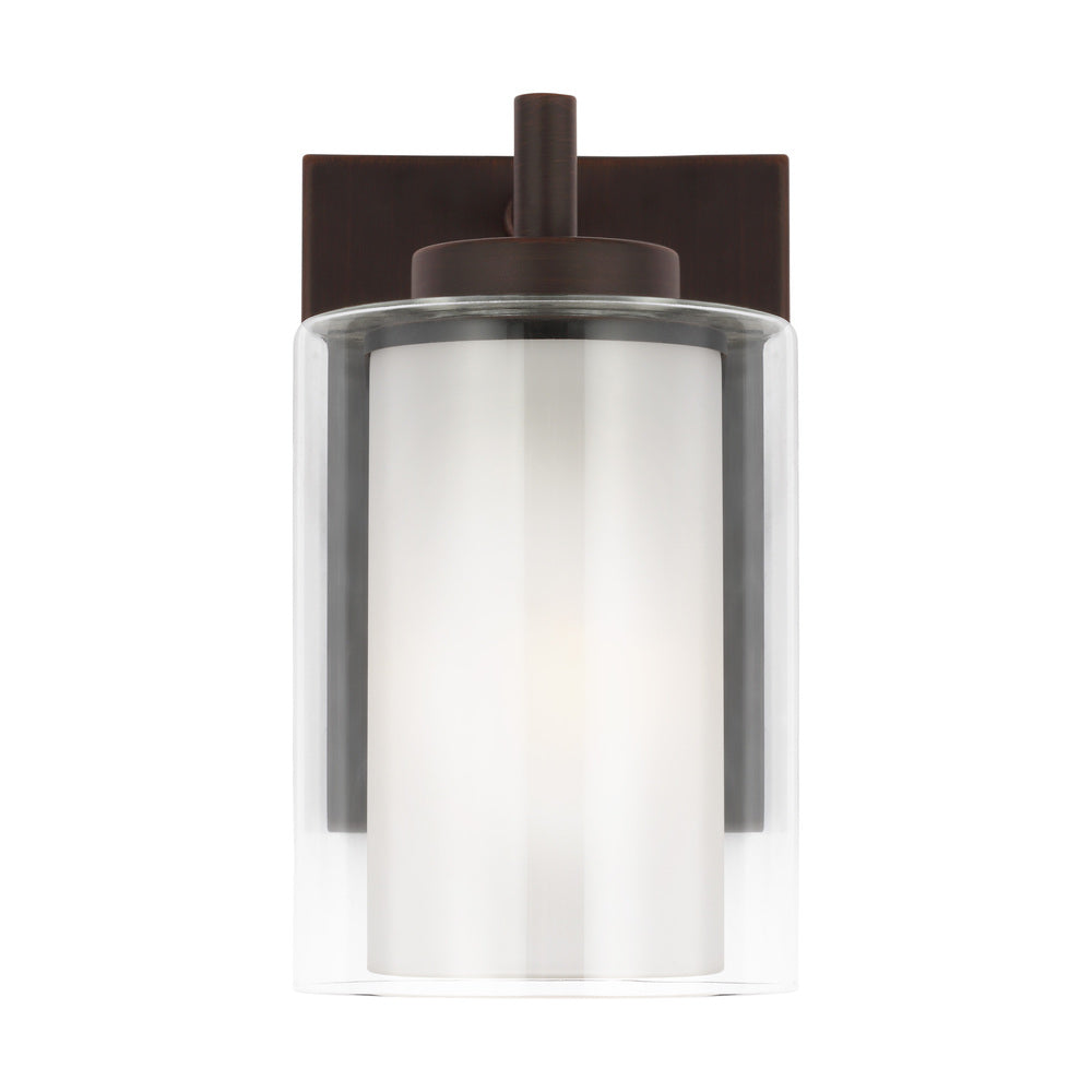 Elmwood Park traditional 1-light LED indoor dimmable bath vanity wall sconce in bronze finish with s