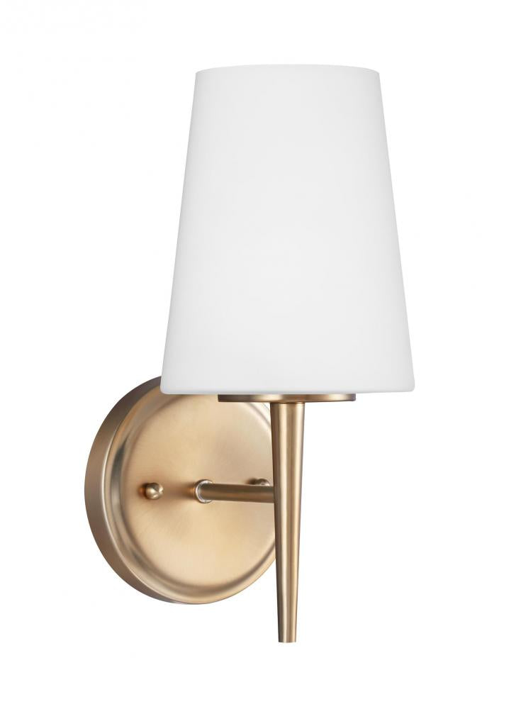 Driscoll contemporary 1-light LED indoor dimmable bath vanity wall sconce in satin brass gold finish