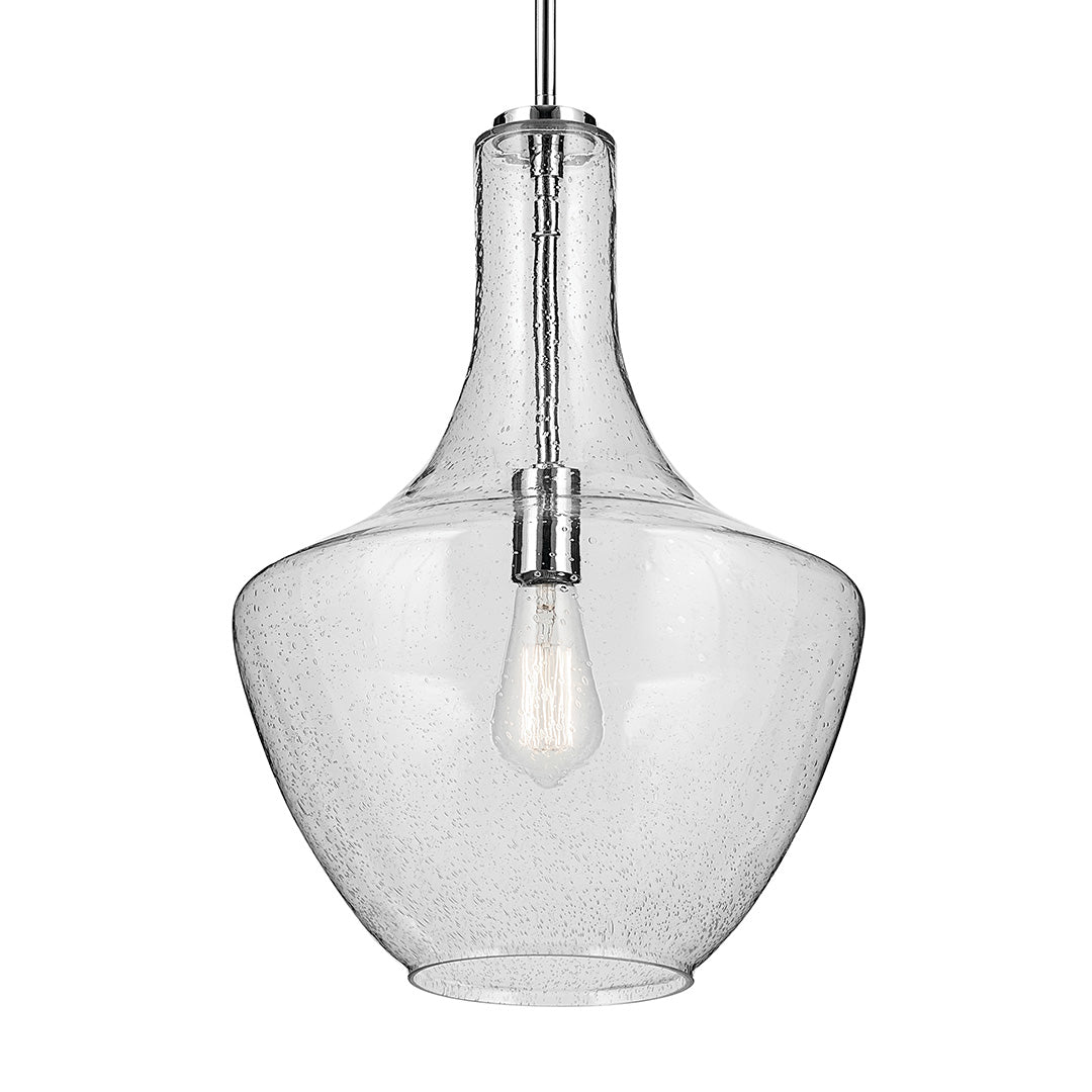 Everly 19.75" 1-Light Bell Pendant with Clear Seeded Glass in Chrome