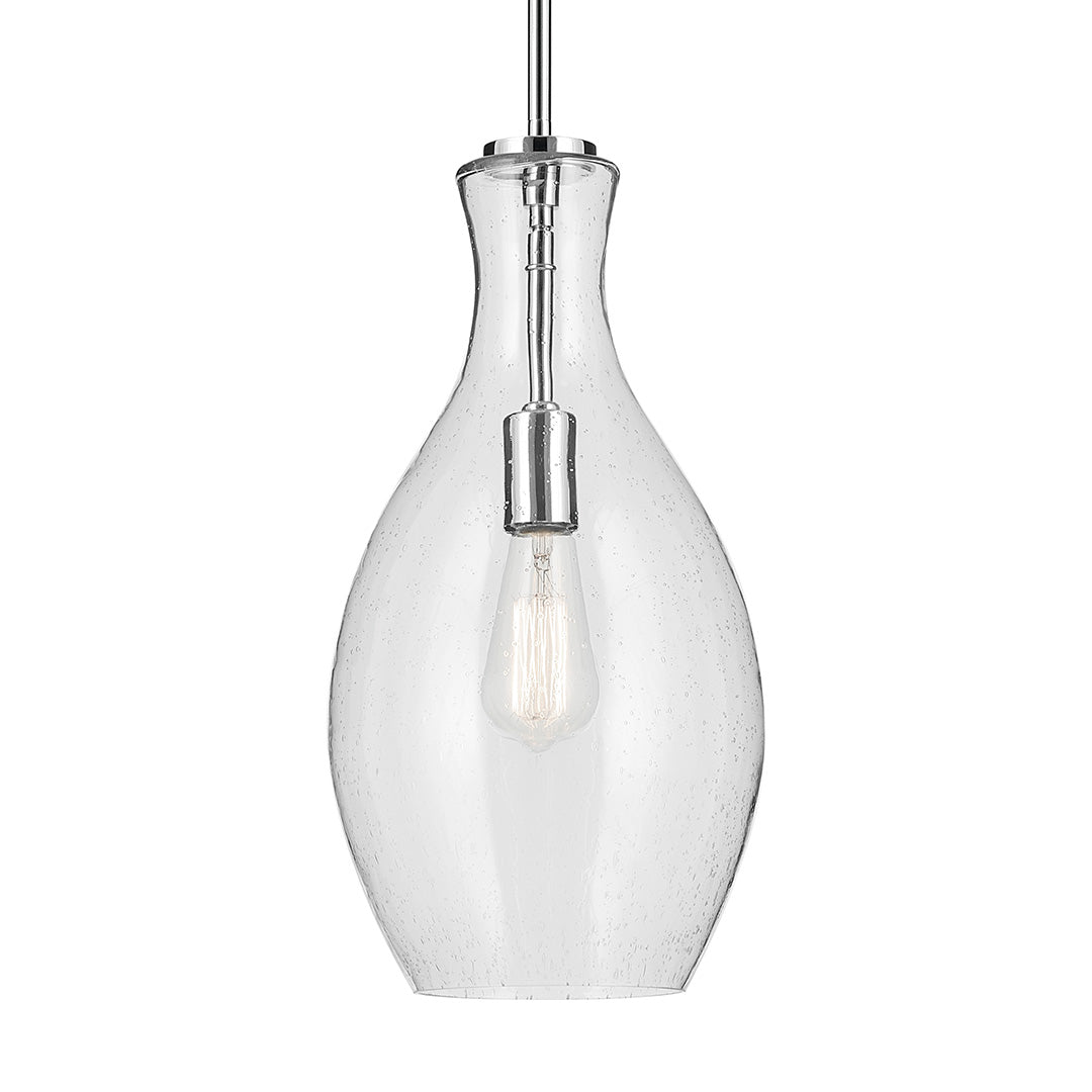 Everly 17.75" 1-Light Bell Pendant with Clear Seeded Glass in Chrome