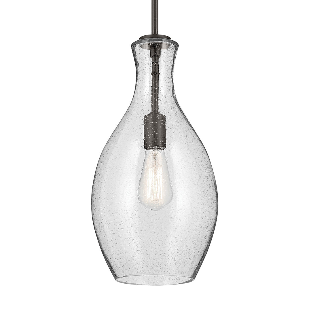 Everly 17.75" 1-Light Bell Pendant with Clear Seeded Glass in Olde Bronze