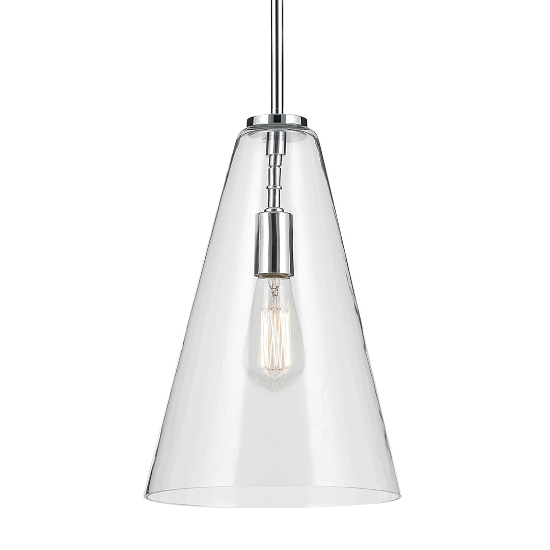 Everly 15.25" 1-Light Cone Pendant with Clear Glass in Chrome