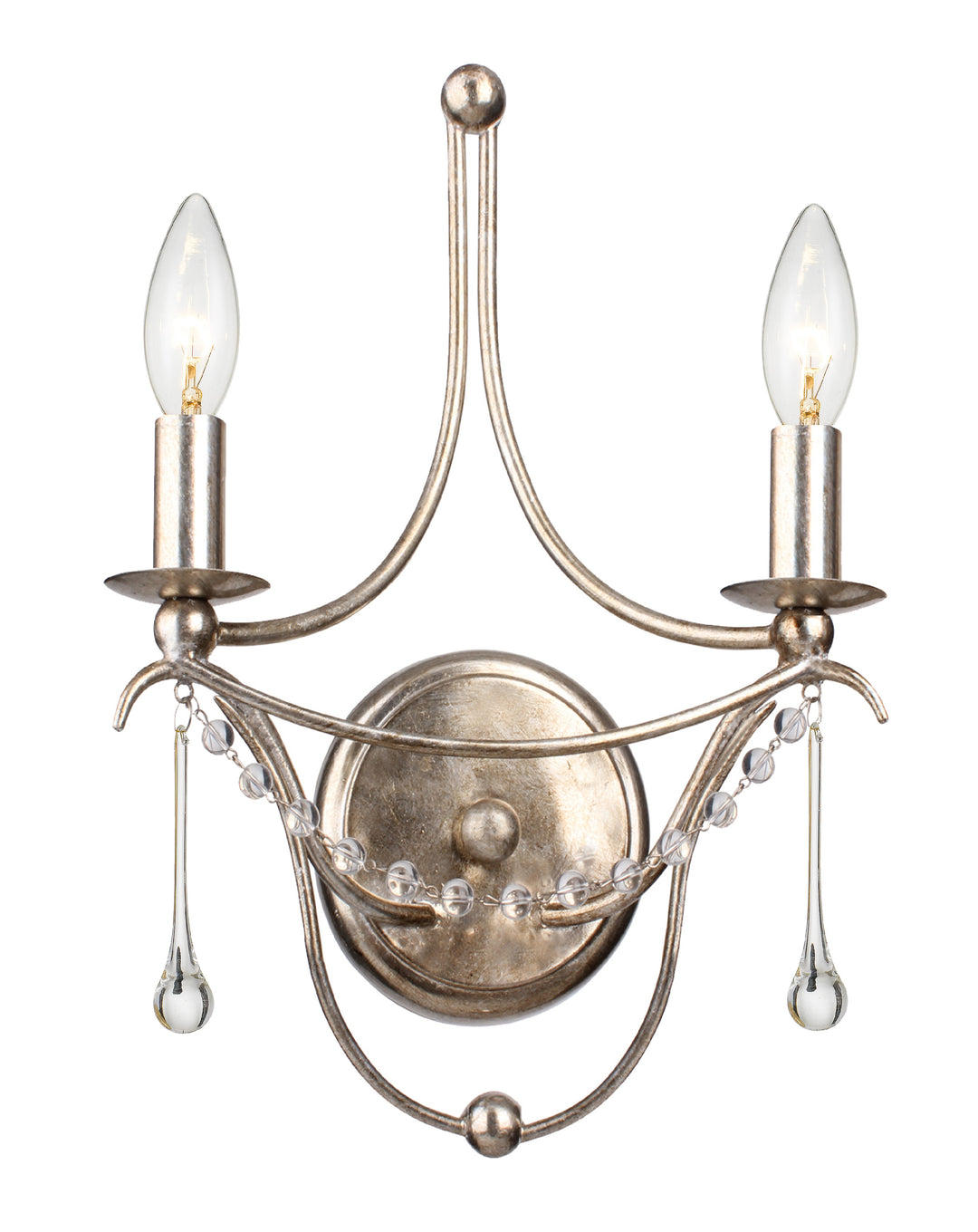 Metro 2 Light Antique Silver Sconce