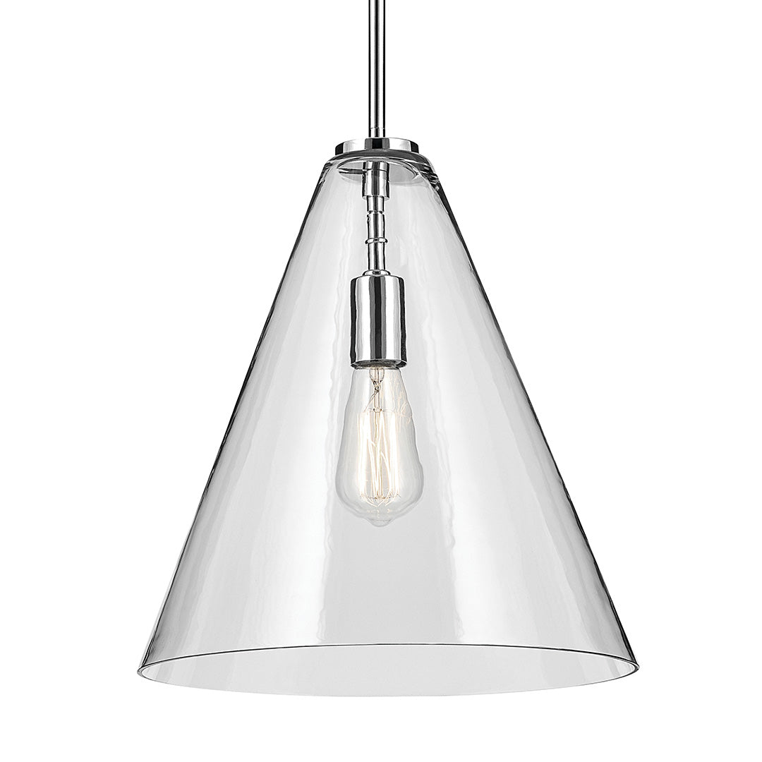 Everly 15.5" 1-Light Cone Pendant with Clear Glass in Chrome