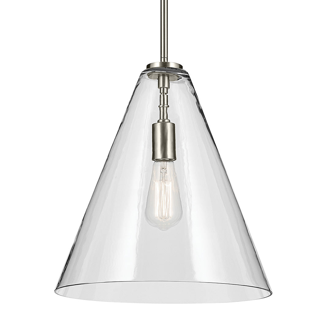 Everly 15.5" 1-Light Cone Pendant with Clear Glass in Brushed Nickel