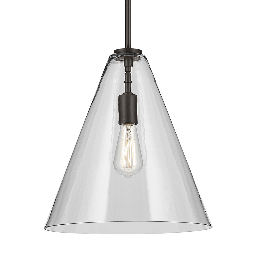 Everly 15.5" 1-Light Cone Pendant with Clear Glass in Olde Bronze