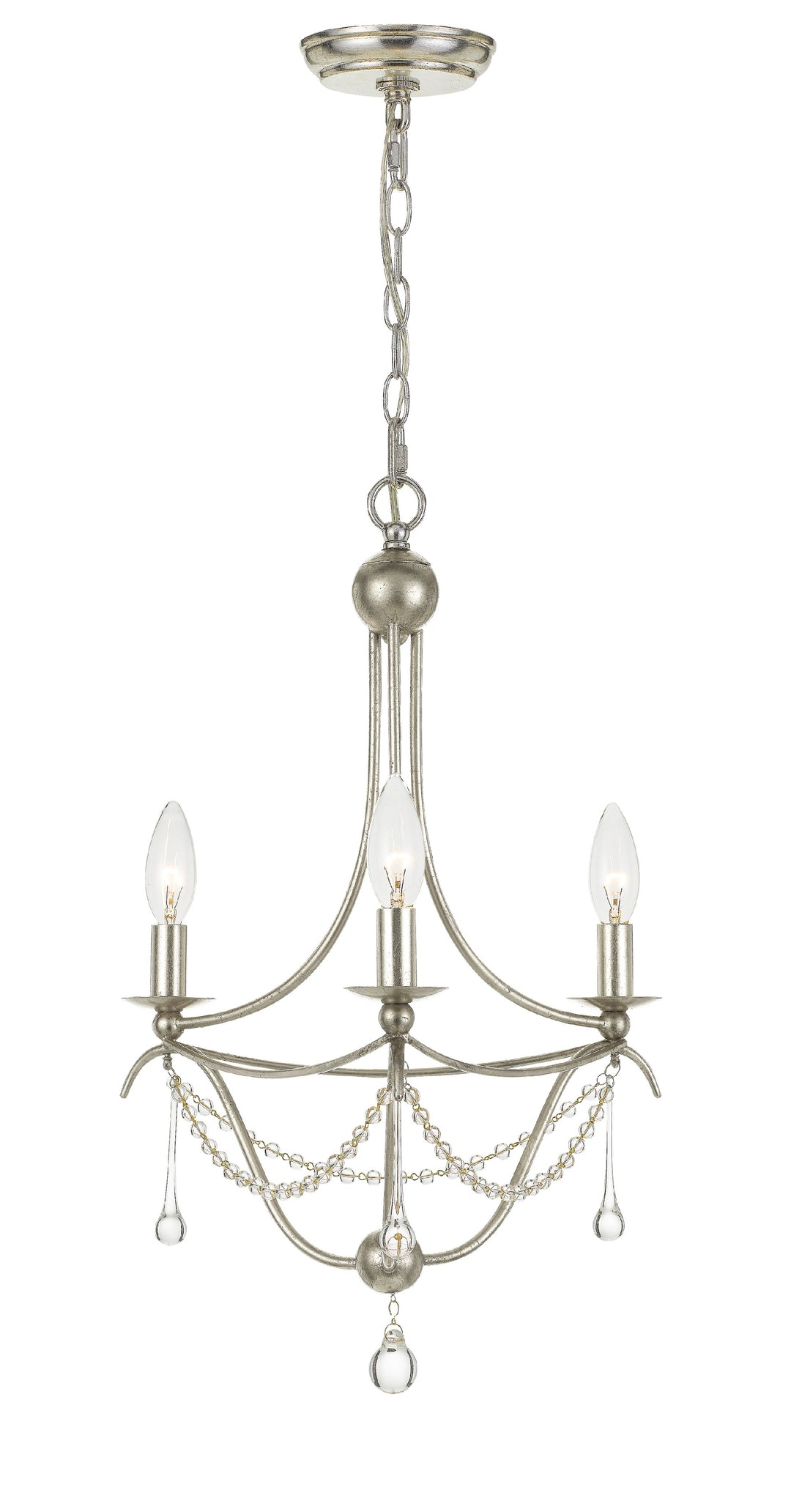 Metro 3 Light Antique Silver Mini Chandelier