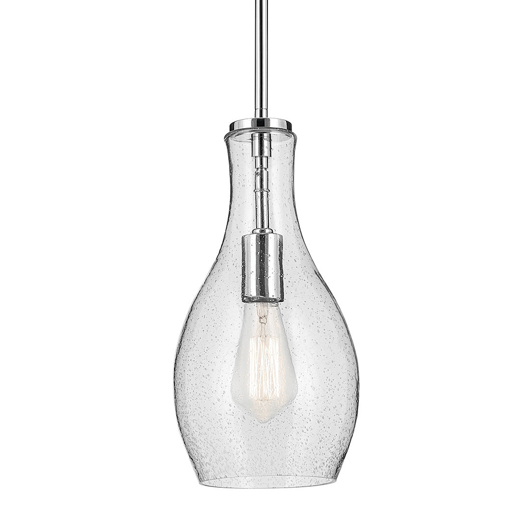 Everly 13.75" 1-Light Bell Pendant with Clear Seeded Glass in Chrome