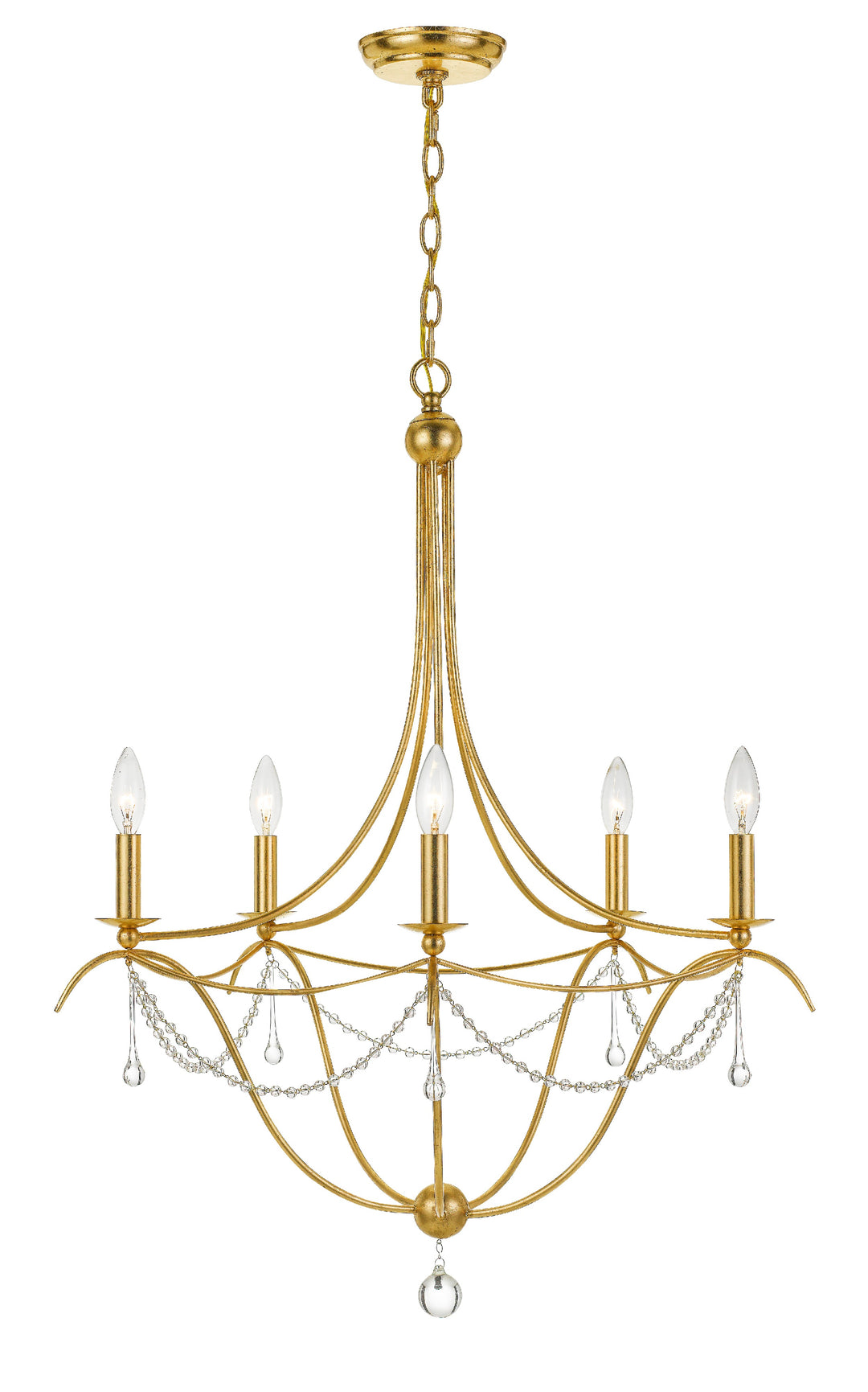 Metro 5 Light Antique Gold Chandelier