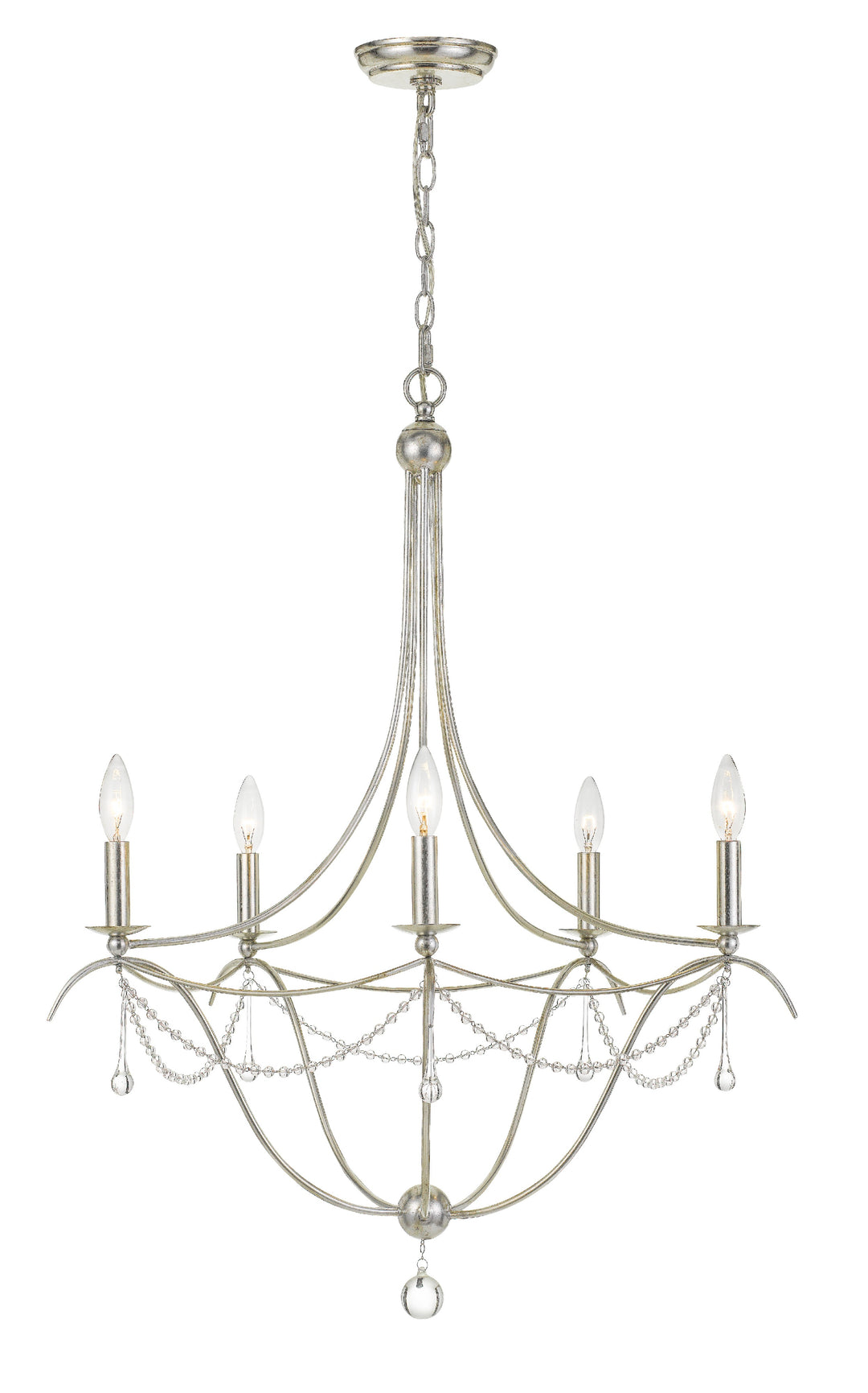 Metro 5 Light Crystal Beads Antique Silver Chandelier