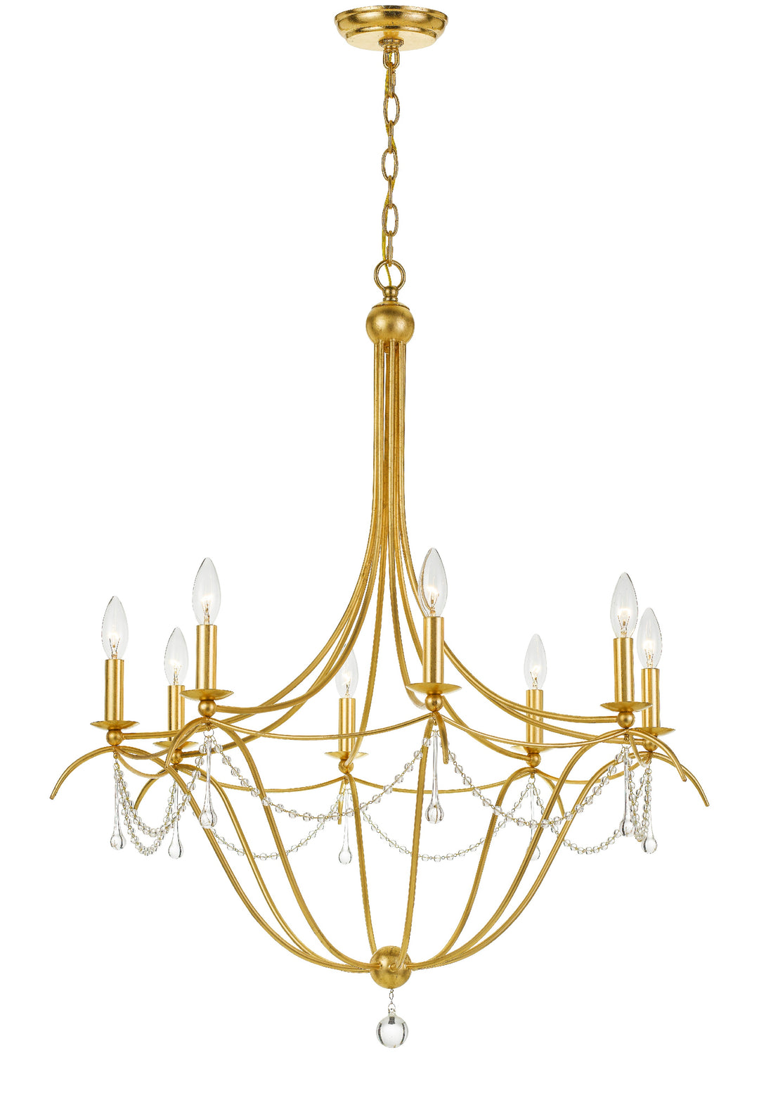 Metro 8 Light Crystal Beads Antique Gold Chandelier