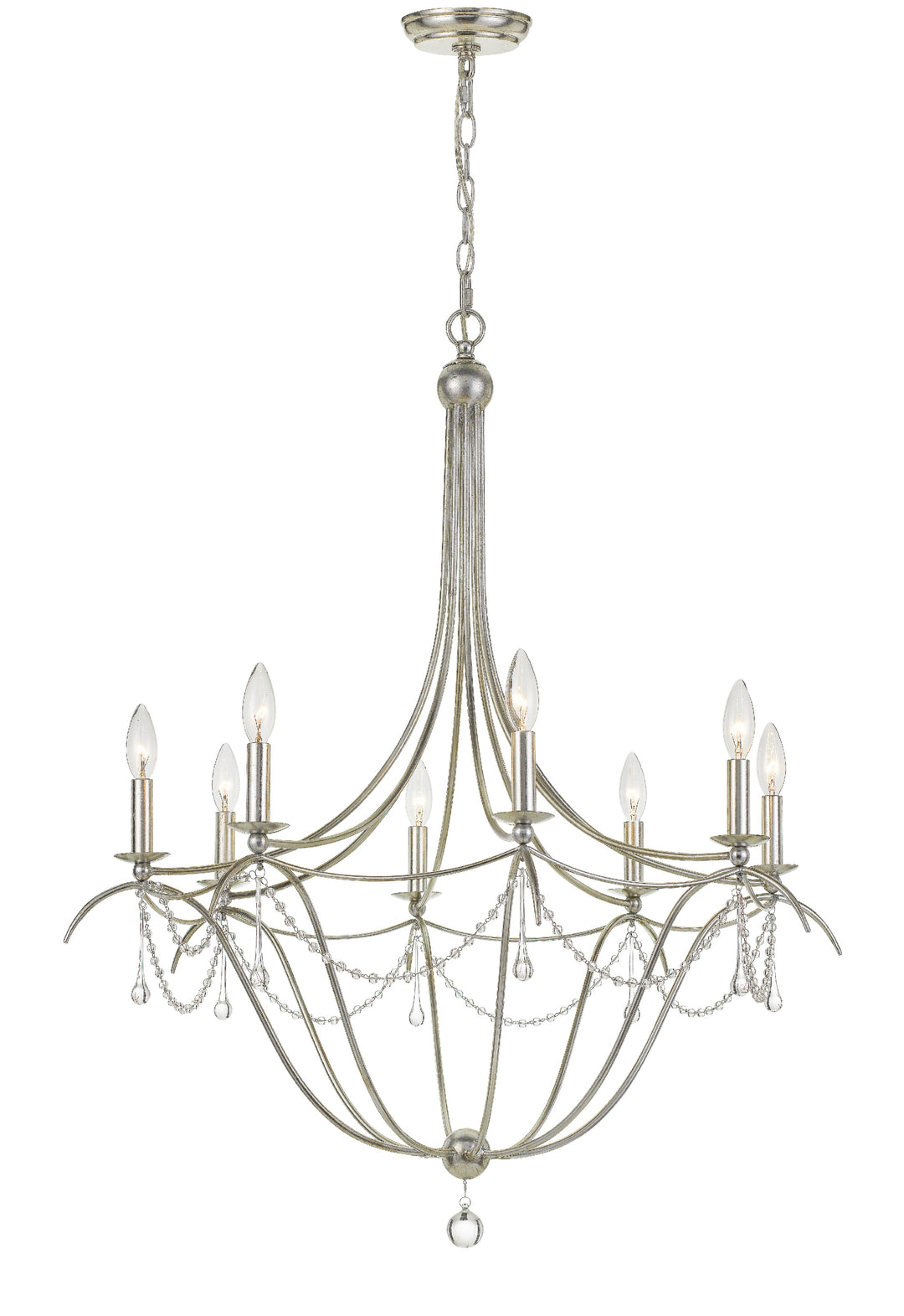 Metro 8 Light Crystal Beads Antique Silver Chandelier