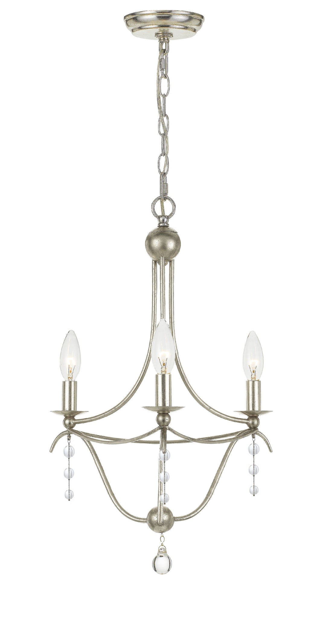 Metro 3 Light Antique Silver Mini Chandelier