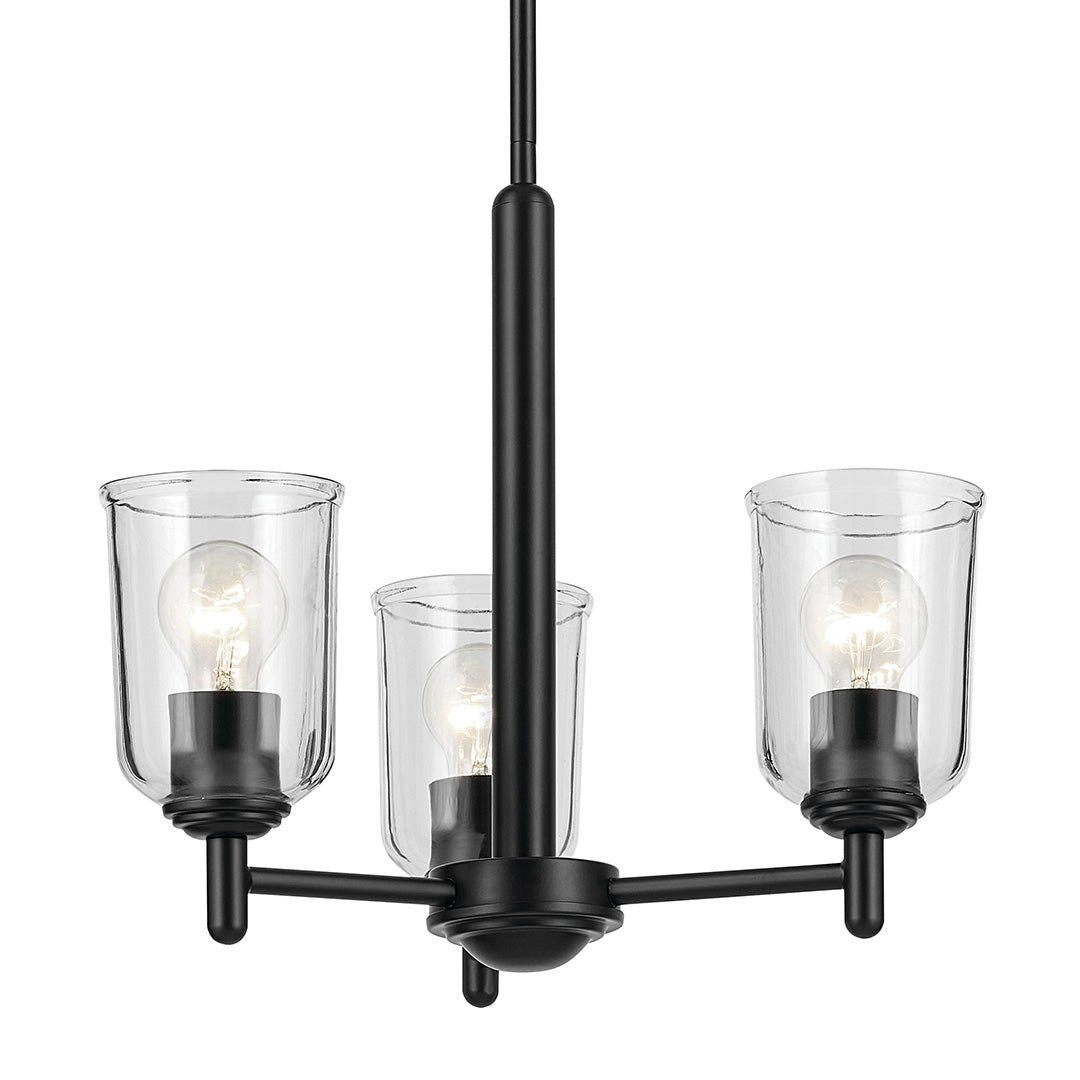 Shailene 15.25" 3-Light Mini Chandelier with Clear Glass in Black