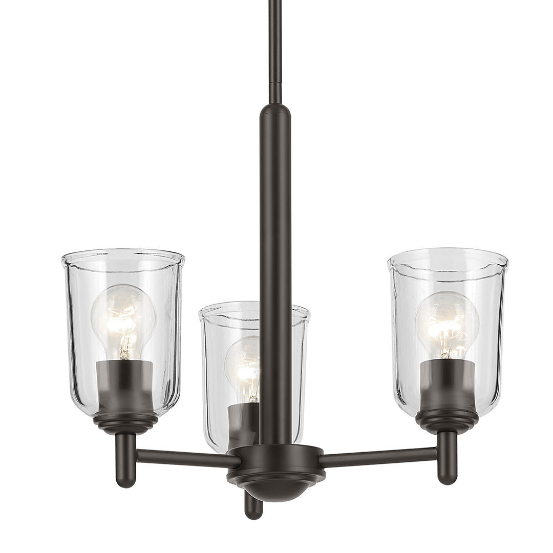 Shailene 15.25" 3-Light Mini Chandelier with Clear Glass in Olde Bronze