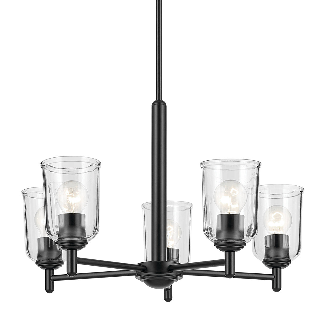 Shailene 15.25" 5-Light Chandelier with Clear Glass in Black
