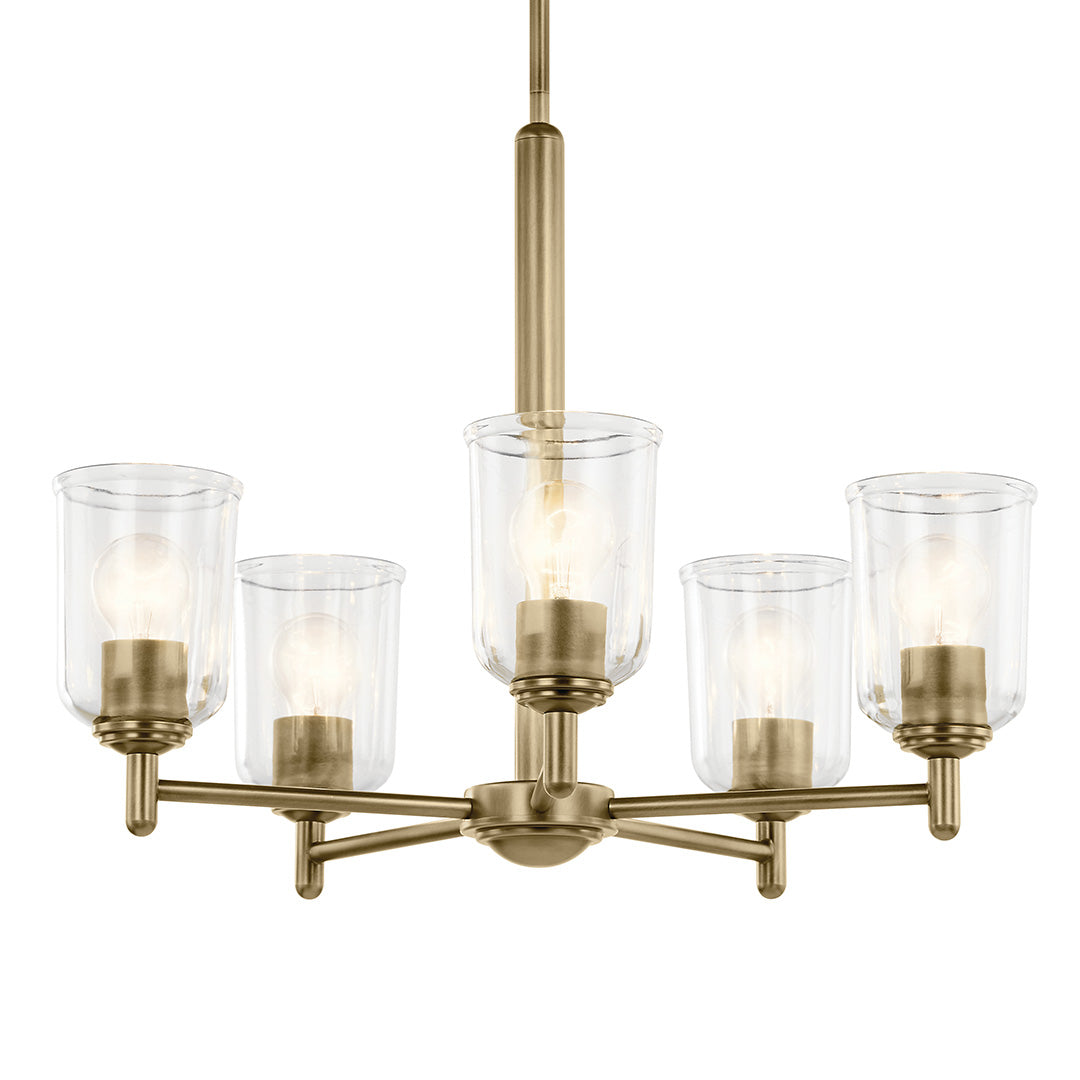 Shailene 15.25" 5-Light Chandelier with Clear Glass in Natural Brass