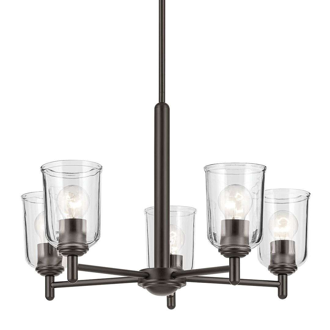Shailene 15.25" 5-Light Chandelier with Clear Glass in Olde Bronze